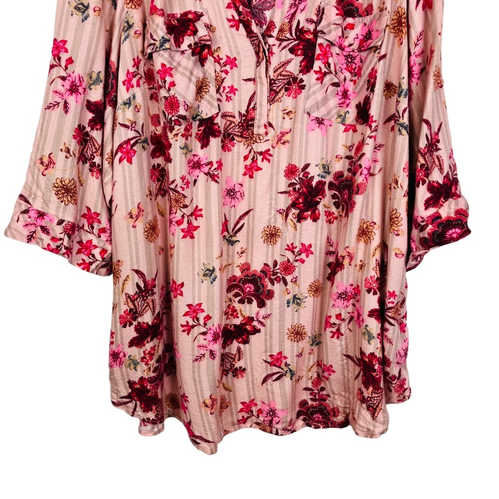 Torrid Floral Print Tunic Top-pink and brown - Picture 5 of 12